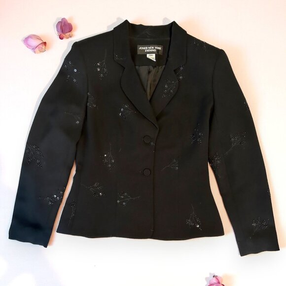 Vintage Jones NY Evening black beaded jacket - Picture 1 of 11